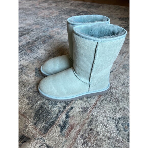 Womens UGG Boots Sz 7 Baby Blue Vintage Classic Short Suede Festival Rare - Picture 13 of 16